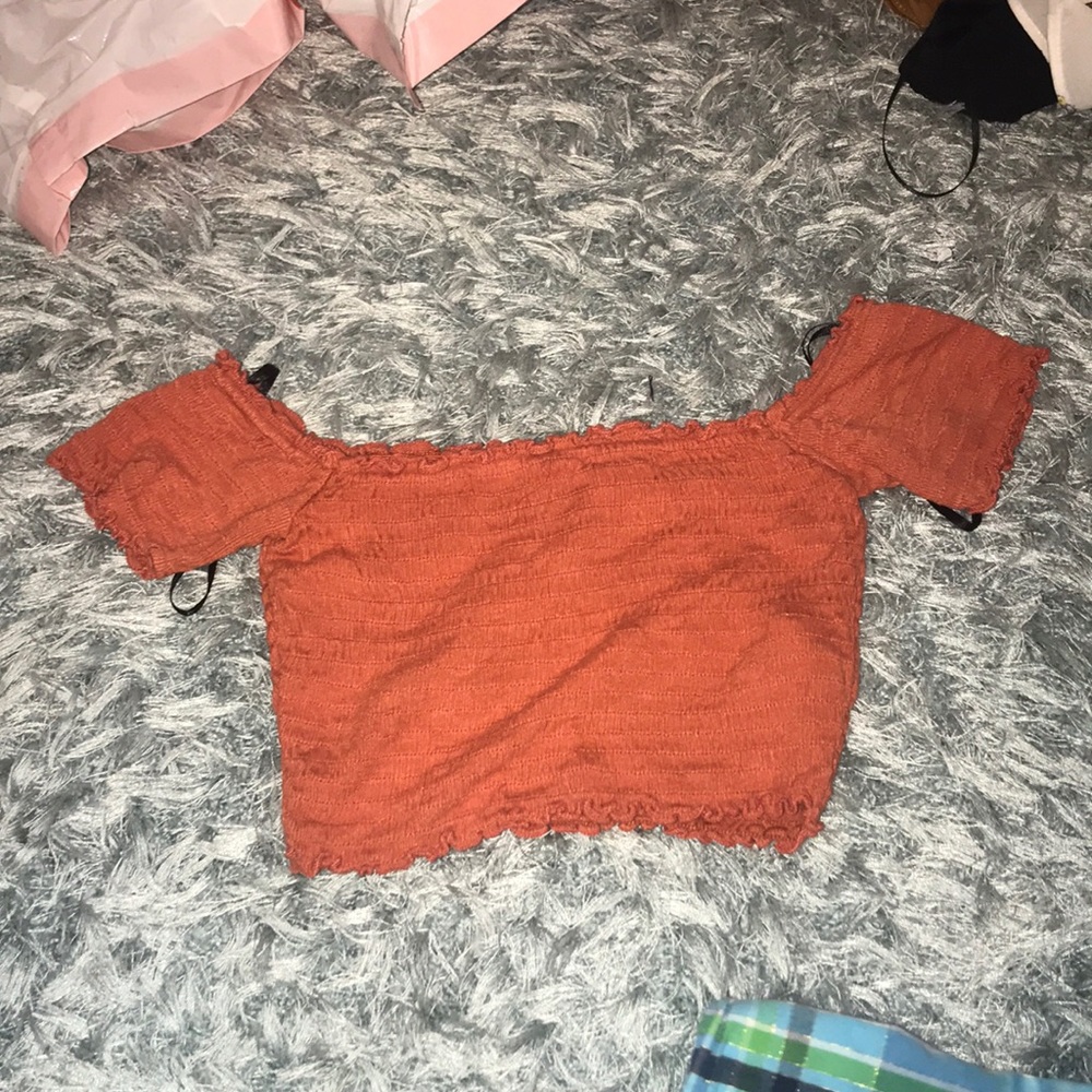 Bright red off shoulder croptop preloved worn once